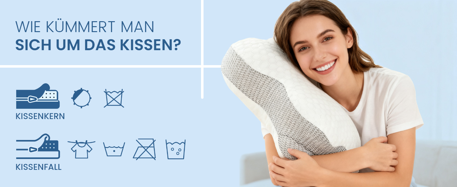 Подушка для шиї з ефектом пам'яті Nackenkissen: ергономічна подушка для сну на боку, спині та животі (1 шт.) Біла