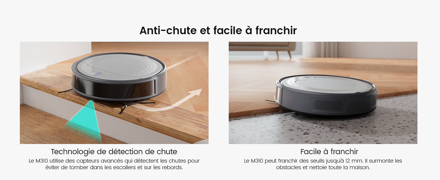 Робот-пилосос LEFANT M310 сірий: потужність 4500Pa, 180 хв роботи, Wi-Fi керування, для тварин та твердих поверхонь