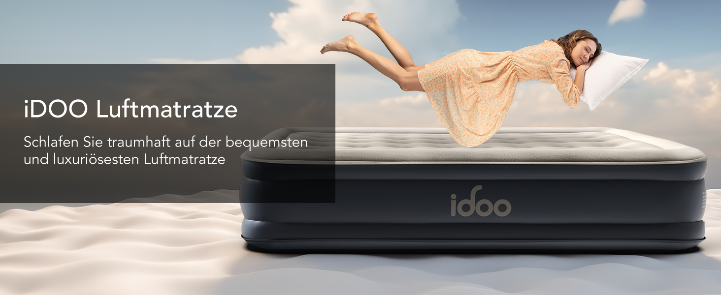 Надувний матрац iDOO самостійно надувний, 2 особи, з електричним насосом, для кемпінгу, 152x203x46 см, 295 кг