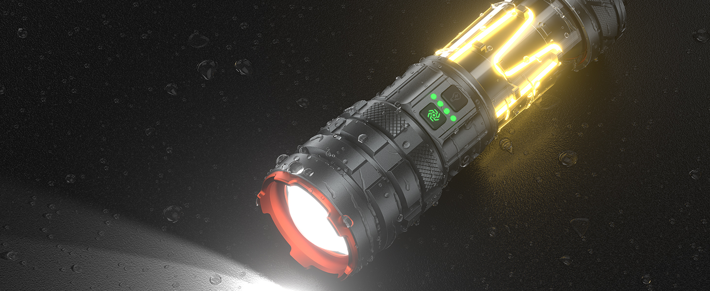 Потужний ліхтарик LED 1000000 люмен, ліхтарик з підзарядкою, кемпінгове світло, зум, 11 режимів, довга робота, водонепроникний тактичний ліхтарик для кемпінгу, відпочинку на природі, надзвичайних ситуацій (сірий)