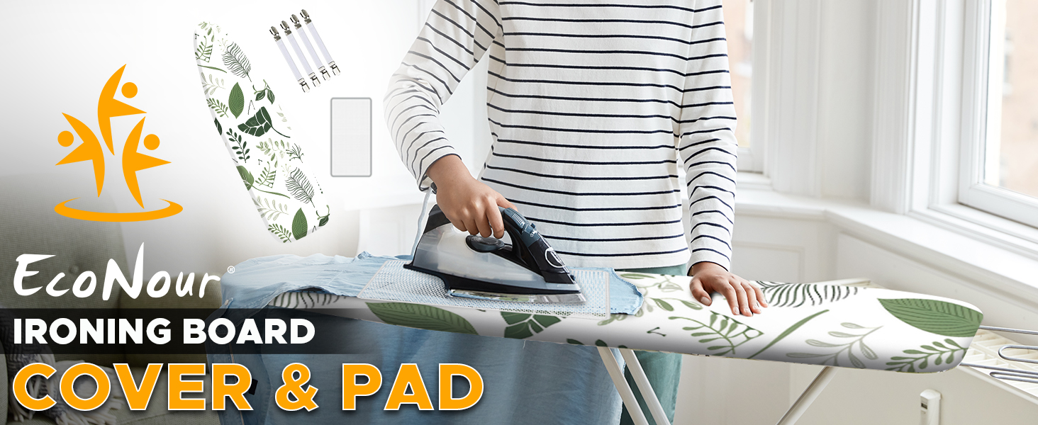 Чохол для прасувальної дошки EcoNour, маленький, білий та зелений