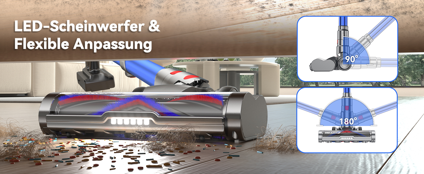 Бездротовий пилосос Sulean 580W з акумулятором, 70 хв роботи, 48000Pa, Smart Display, 1.6L, антинамотування, для твердих поверхонь, килимів, шерсті тварин