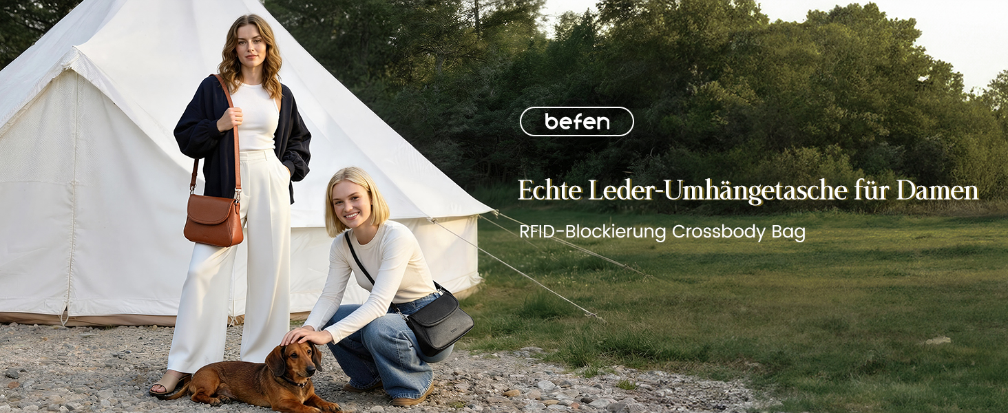 Сумка жіноча через плече Befen зі шкіри, середнього розміру, RFID-захист, коричнева. Кросбоді, сумка на плече