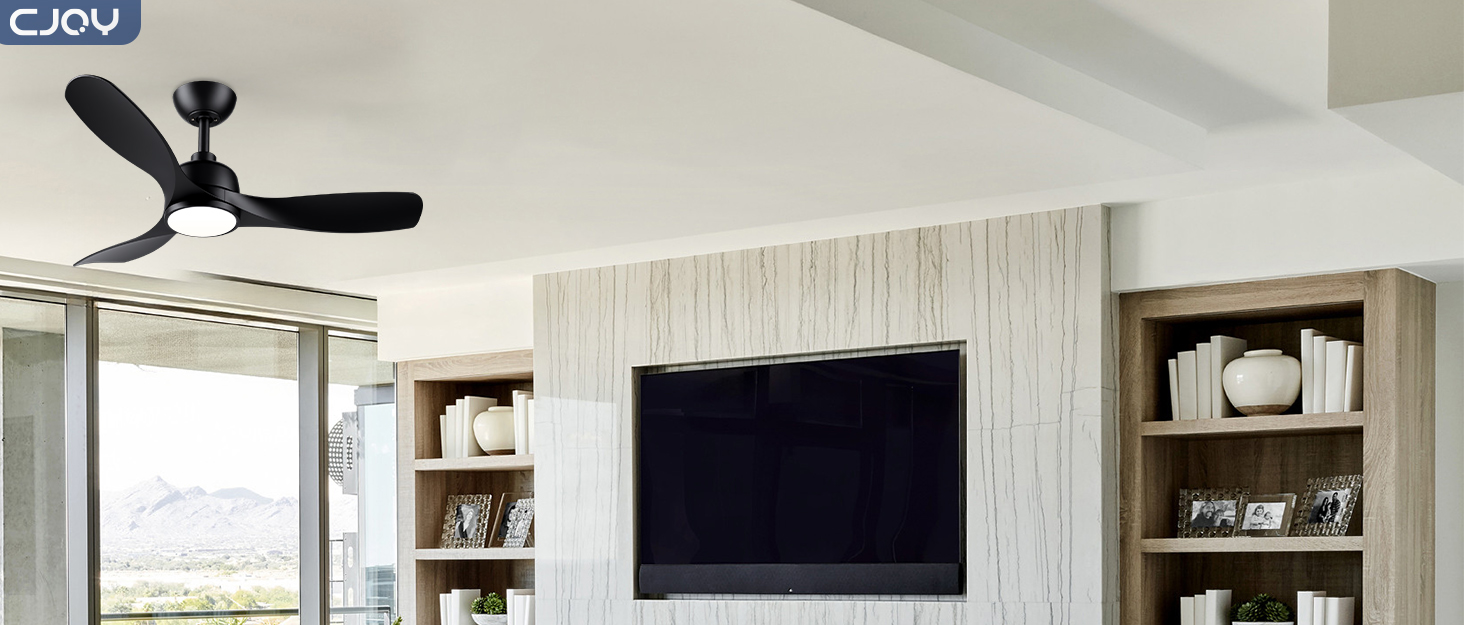 Стеляний вентилятор CJOY з підсвічуванням, 107 см, з пультом керування, тихий, DC, реверсивний, пам'ять 3CCT, диммування, 6 швидкостей, таймер для спальні (132 см - чорне дерево)