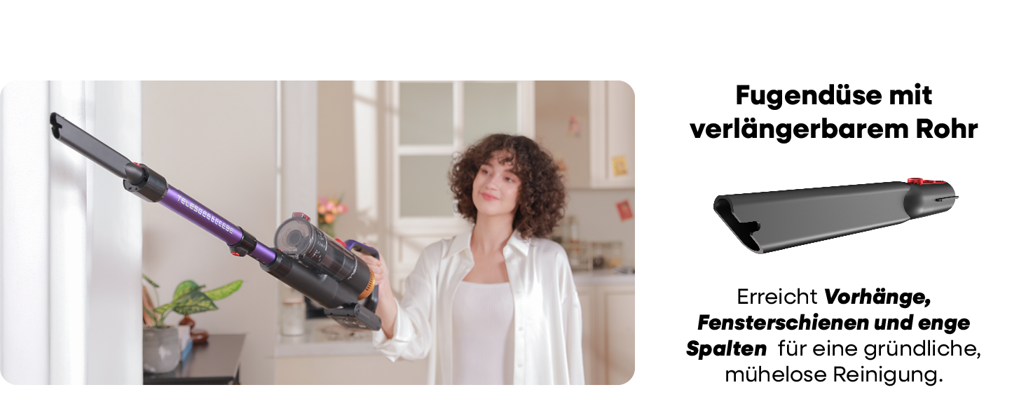 Бездротовий акумуляторний пилосос UNINELL HOME 48000Pa/550W з LED-дисплеєм та антизаплутана насадка. Підходить для килима, твердого покриття та шерсті тварин. Колір: фіолетовий