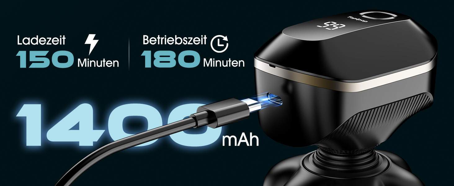 Машинка для гоління голови Glatzen Herren 7D, водонепроникна, для сухого та вологого гоління, з LED дисплеєм, Type-C, чорна