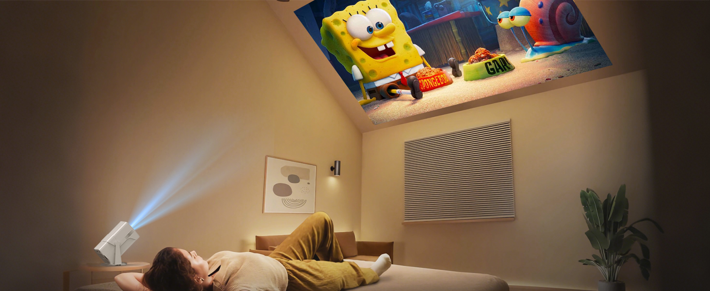 Mini проєктор Beamer з WiFi Bluetooth, 1080P Full HD, підтримкою Netflix, електричний, з автофокусом та автоматичною корекцією трапеції, 270° обертання для домашнього кінотеатру