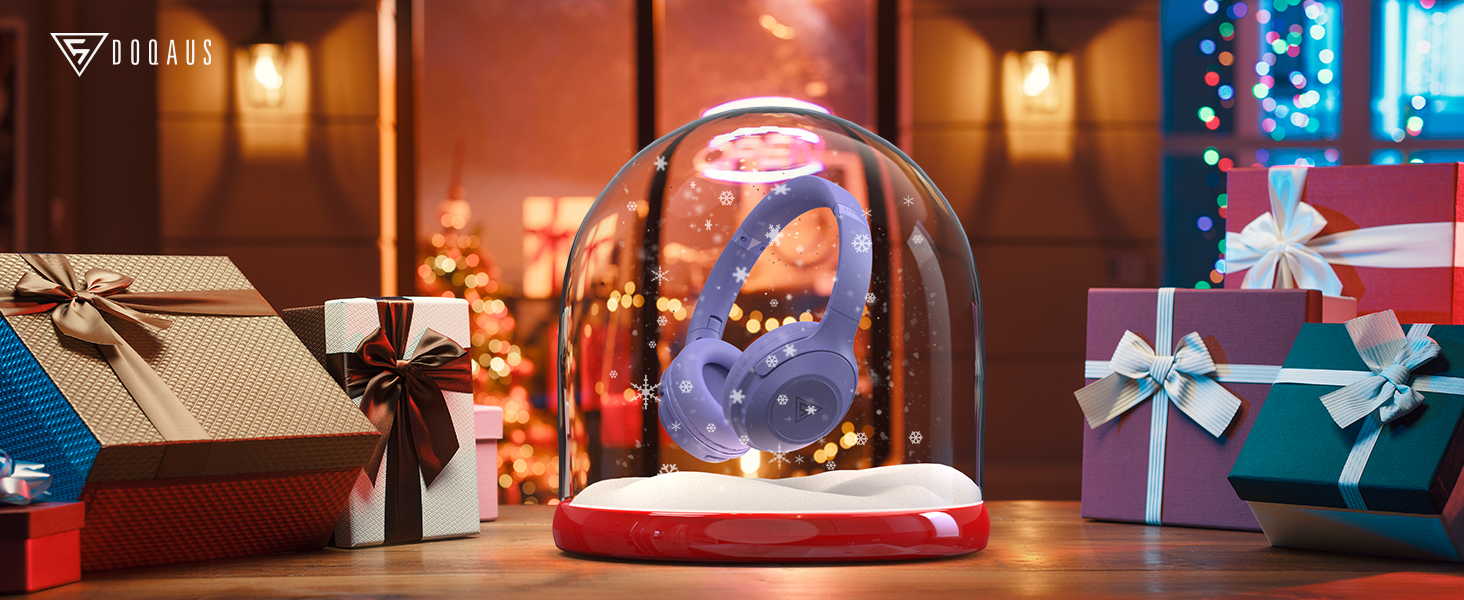 Бездротові навушники DOQAUS Bluetooth з довгим терміном служби (70 годин), Over-Ear, Bluetooth 5.4, з кабелем, 3 режими EQ, Hi-Fi стерео для подорожей/телефону/ПК (фіолетові)