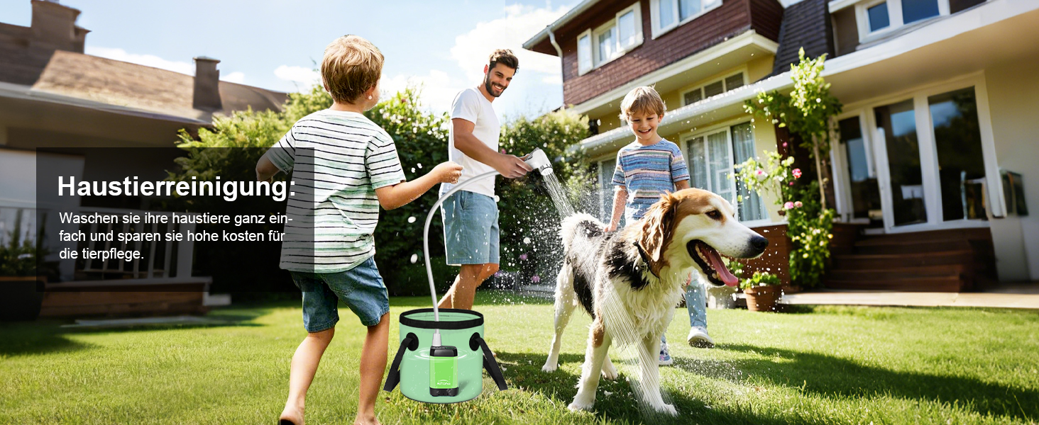 Портативна електродушова система Campingdusche з акумулятором 4500mAh, IPX7, дисплей, для кемпінгу, відпочинку на природі, автомийки, зелена