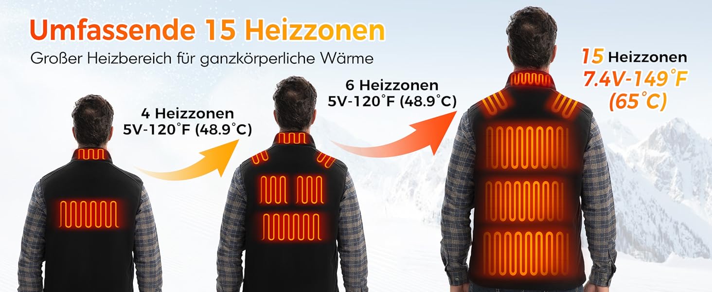 Обогреваемый жилет для мужчин из флиса с Powerbank, 15 зон обігріву, легкий, дихаючий, теплий жилет, чорний