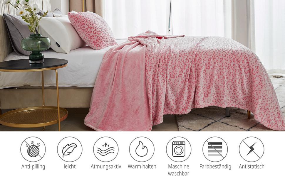 Плед з флісу FY Fiber House: теплий, м'який, 130x150 см, Leopard (коричневий, рожевий)