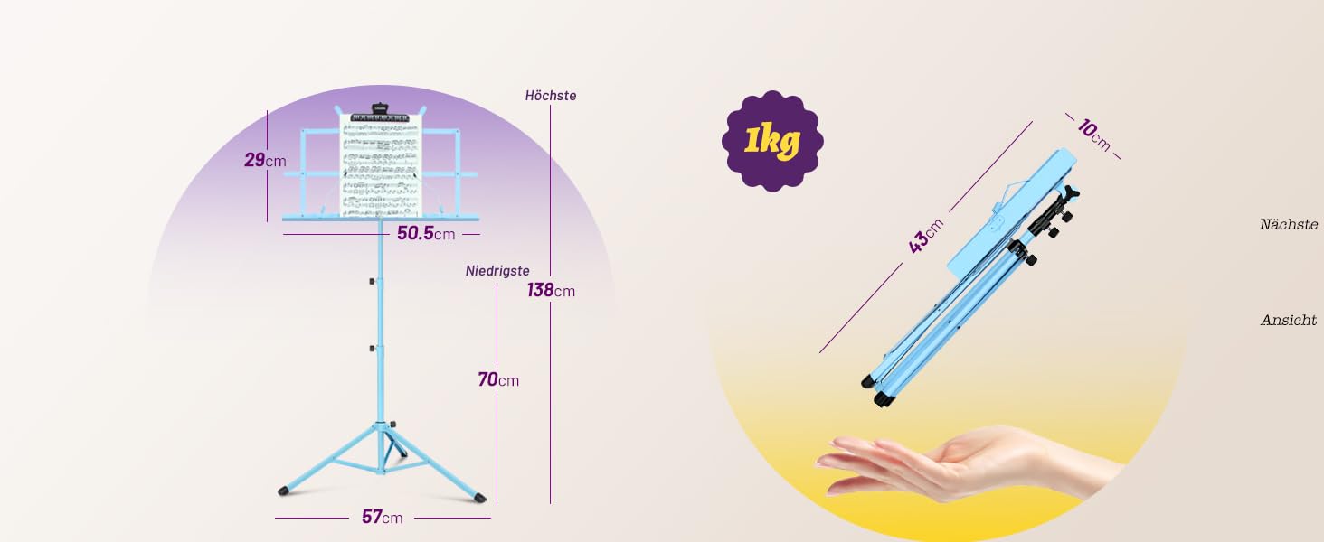 Металевий портативний підставка для нот CAHAYA CY0204 чорна - регульована, 2-в-1 з сумкою