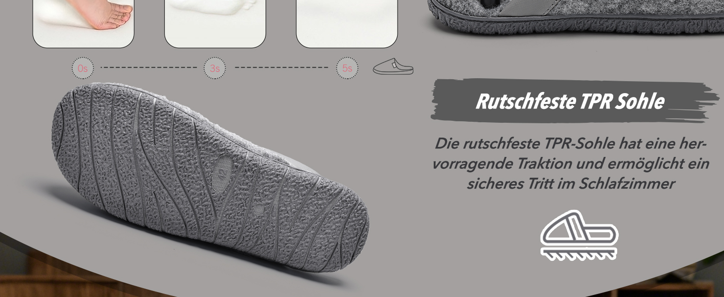 Чоловічі халапи з фетру, тапочки з Memory Foam, неслизька підошва, фетрові шльопанці для дому та вулиці (Сірий, 45 EU)