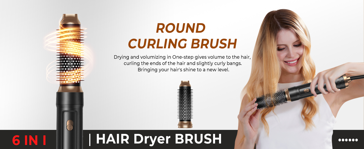 Набір для укладки волосся Pro Hairstyler 6 в 1: фен-щітка, стайлер, іонізація, 1000W, чорно-золотий