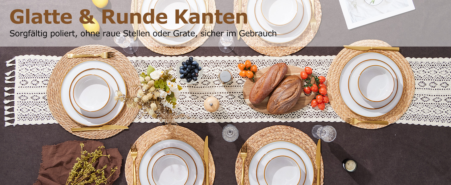 Набір посуду Onader для 6 осіб (18 предметів) - набір столового сервісу з тарілок, мисок, десертних тарілок, бежевий перламутровий, стійкий до миття в посудомийній машині та подряпин