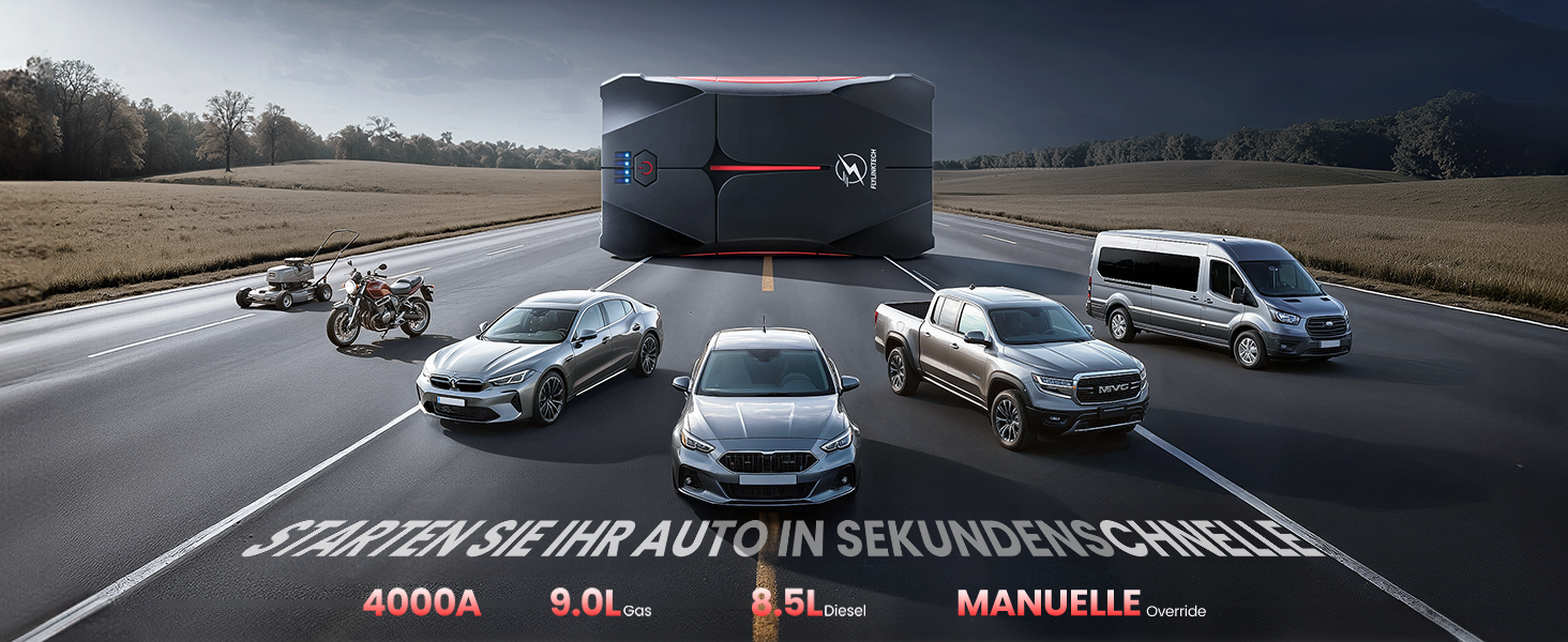 Powerbank для авто FLYLINKTECH Starthilfe 4000A: пусковий пристрій, 12V, IP67, LED, USB/USB-C