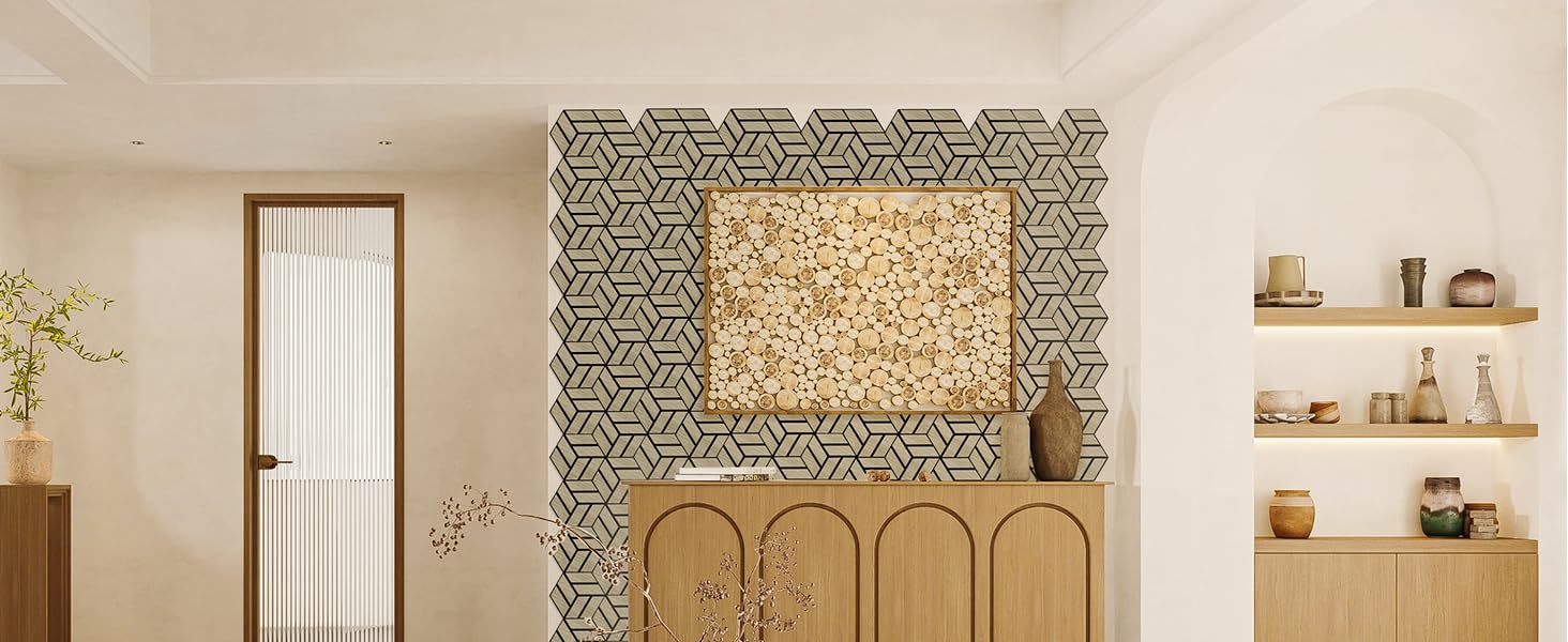 Акустичні настінні панелі JAMELO з шпоном горіха, самоклейні 3D гексагональні панелі для стін та стелі, 30x15x1.2 см, 10 шт, колір горіх