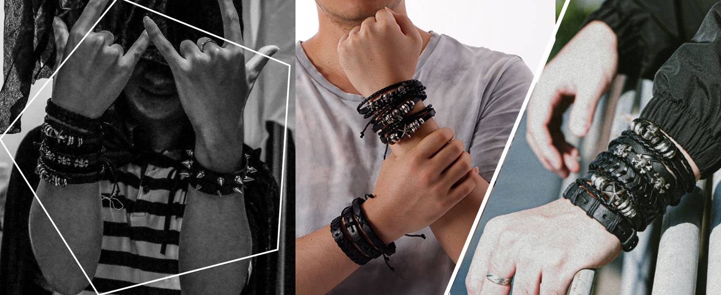 Чоловічий шкіряний браслет Milakoo плетіння, набір браслетів та манжет для жінок (червоний)