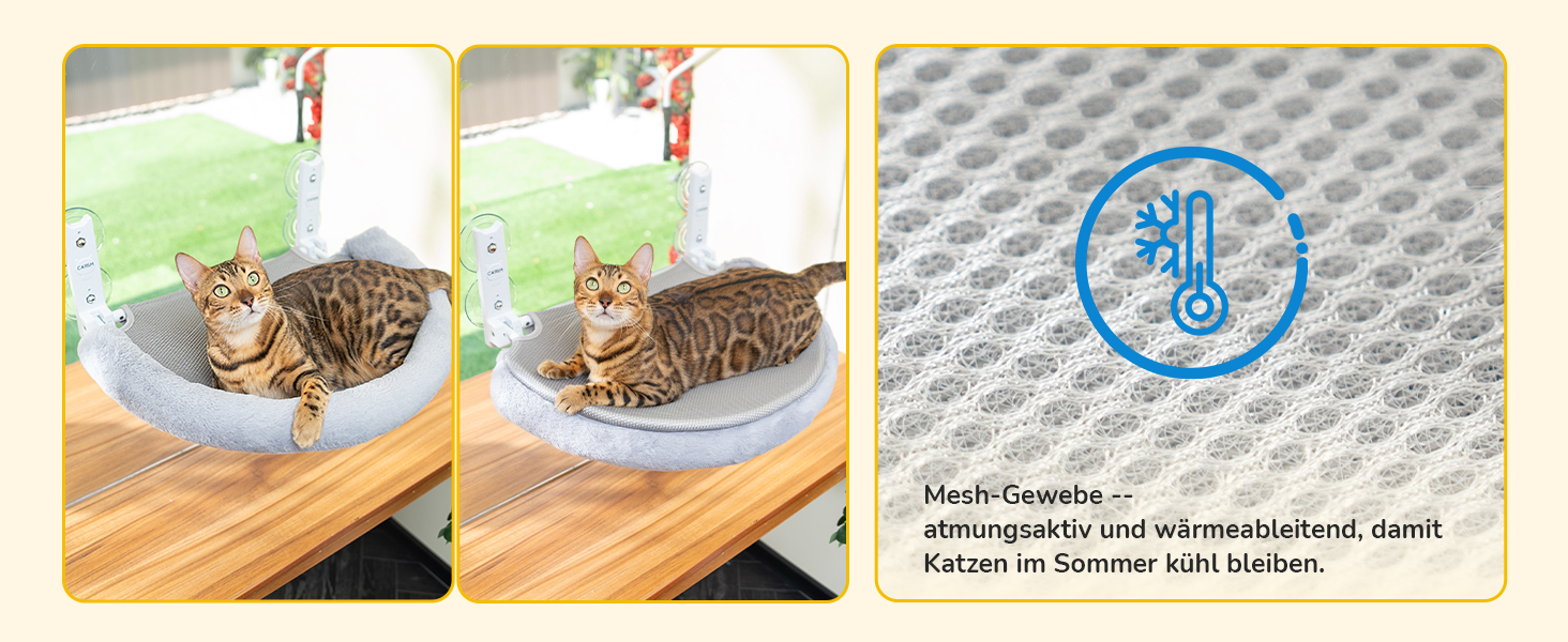 Кішка лежанка на вікно CATISM, сіра, з подушкою, до 20 кг, 52x30 см