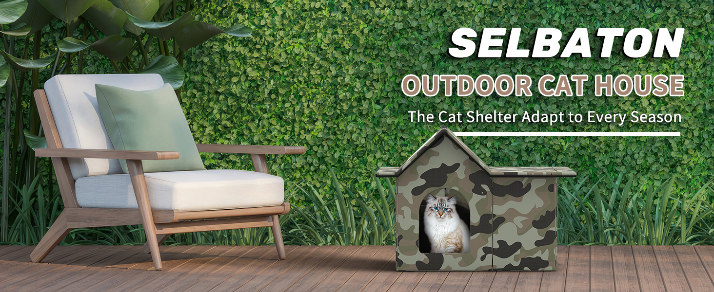 Кіт Будинок для вулиці, зимостійкий, знімні подушки, захист від холоду для котів, з дверними завісами, легко збирається, зелений, 33 x 38 x 43 см