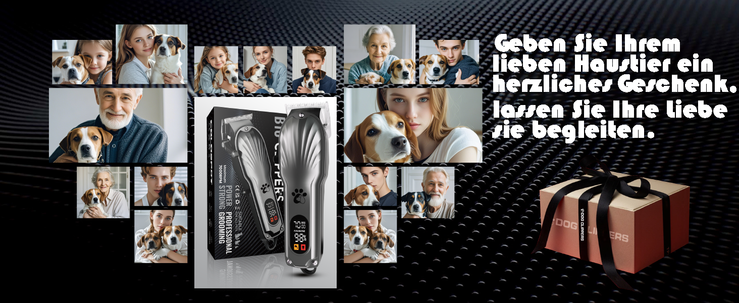 Професійна машинка для стрижки собак з щільним хутром, бездротова, тиха, з LED-дисплеєм, для довгого, товстого, тонкого, кучерявого та хвилястого хутра