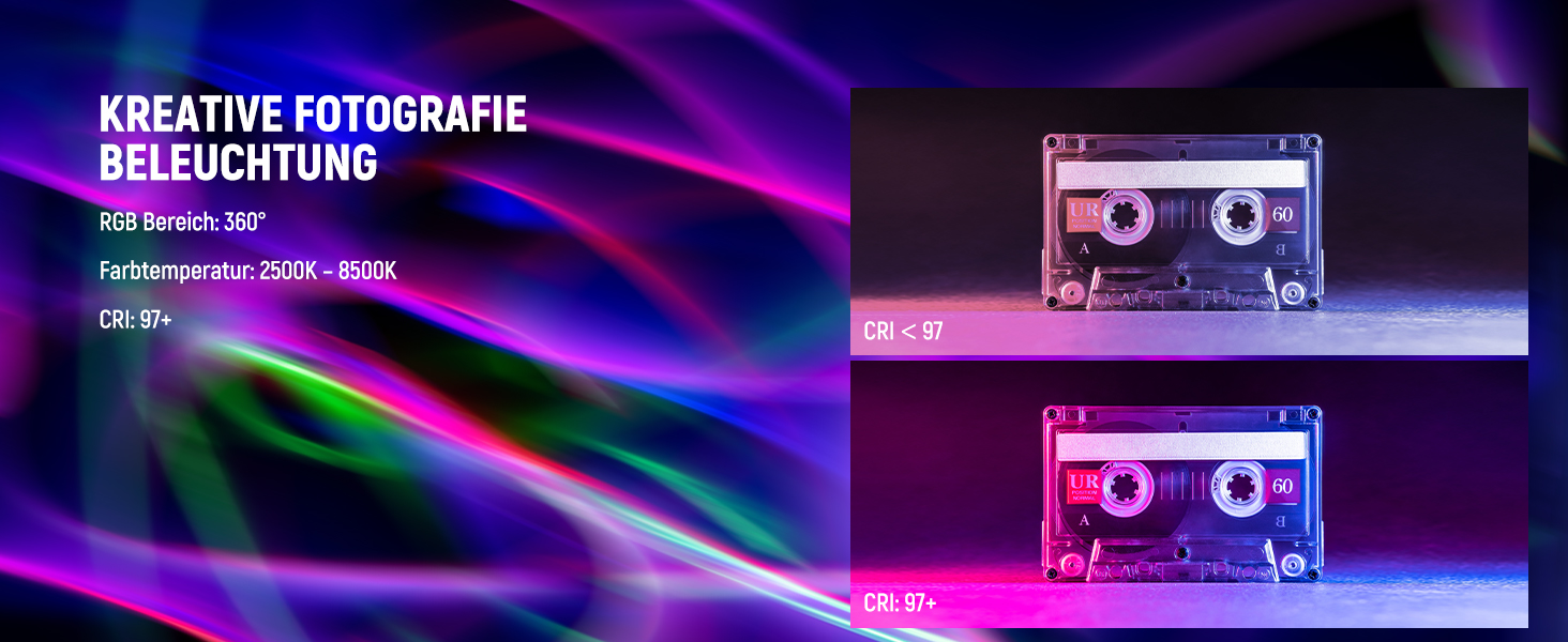 NEEWER LED відеосвітло з магнітним тримачем та штативом, RGB, 2500-8500K, 2500mAh, TL96RGB/TL97C (2 шт.)