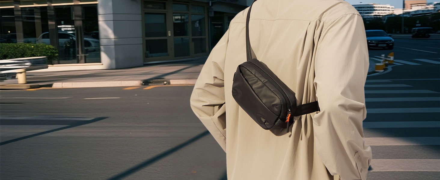 Сумка на пояс Inateck X-Mini, 1.5 літра, чорна, RFID захист, для подорожей, спорту, піших прогулянок (жіноча/чоловіча)