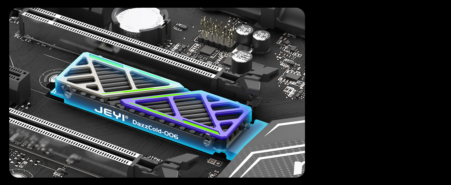 Радіатор охолодження для SSD M.2 JEYI, мідні ребра з алюмінієвою рамкою, пасивне охолодження, Finscold – 1.7 мм (Dazzcold006)