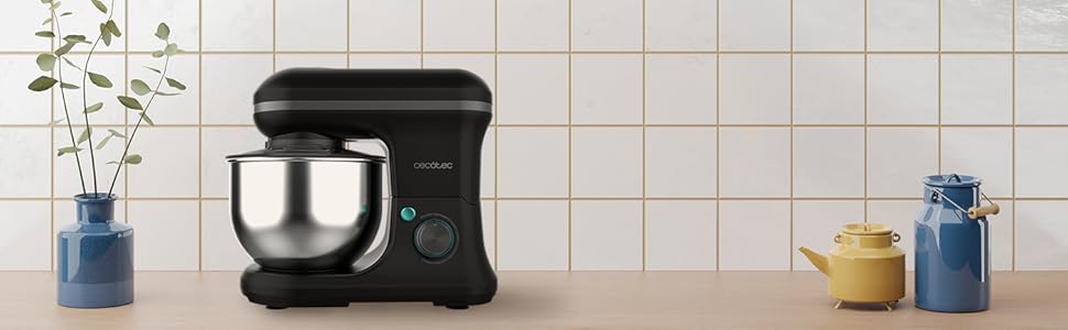 Кухонний комбайн Cecotec Cecomixer 250W, 3л, чаша з нержавіючої сталі, 5 функцій, 6 швидкостей (Чорний)