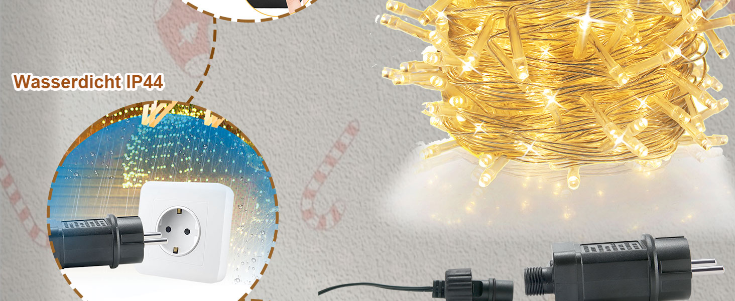 Ланцюжок вогнів 10м 400LED, штора з вогнями, тепле біле світло, 8 режимів, для дому та вулиці, EU-штекер, прикраса на Новий рік