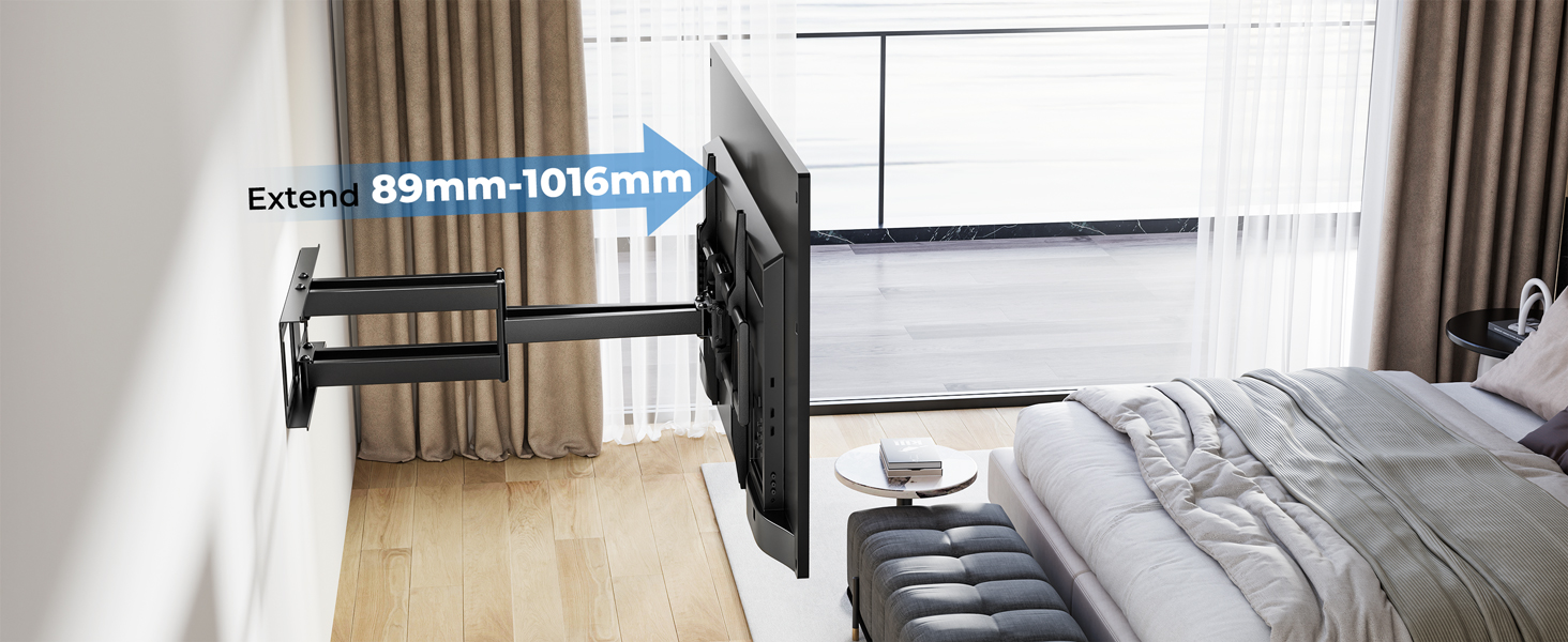 Настінний кріплення для телевізора BONTEC 60-110 дюймів, до 125 кг, подвійний важіль, витягування 1016 мм, регульований, поворотний, сумісний з VESA 800x600 мм, для великих XXL телевізорів