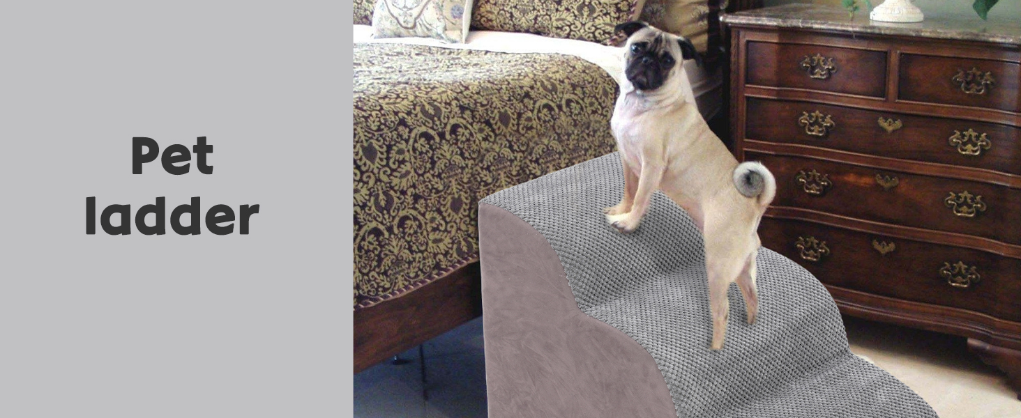 Сходинки для собак маленьких порід, 3 сходинки, 40 см, знімна та миюча, з м'якого пінополіуретану, антиковзкі, для котів та собак, для ліжка/дивану/автомобіля