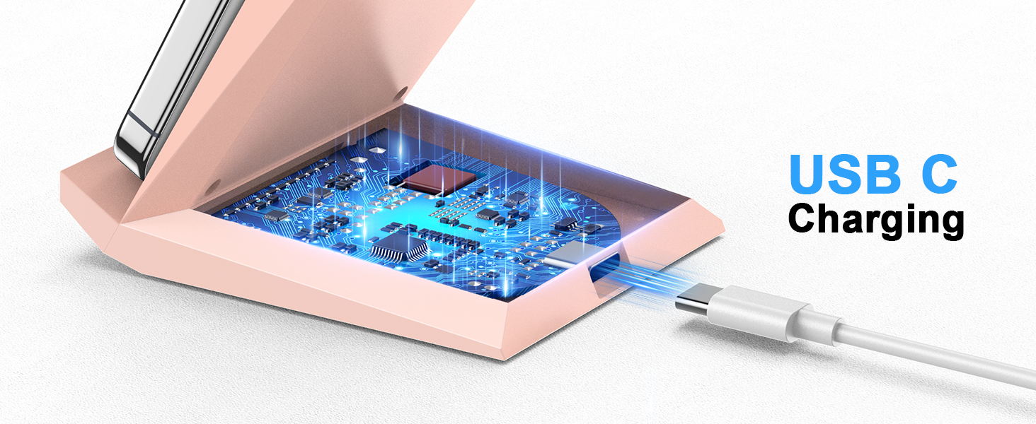 Бездротовий зарядний пристрій NANAMI Qi з адаптером USB-C 20W PD, сумісний з iPhone 17/16/15/14/13/12 Pro Max XR 8 та Samsung Galaxy S25/S24/S23/S22 (рожевий)