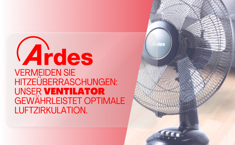 Вентилятор настільний Ardes STYLE 41, 40 см, 3 швидкості, хромований, білий