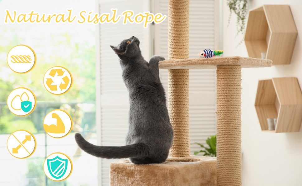 100M Sisal Rope for Cat Trees 8MM, Natural Sisal Rope for Cats, Scratch Rope, Household, Garden, DIY, Decoration, Cord for Replacement