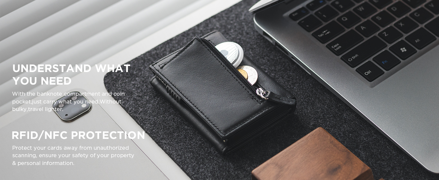 Кредитне шкіряне портмоне VULKIT RFID з відділенням для купюр, ID-віконцем та монетним відділенням, магнітний замок (Espresso)