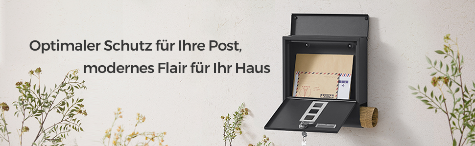 Поштова скринька SONGMICS з замком, оглядовим вікном та відділенням для газет, сіра, 10x30.8x33.8 см (GMB20AG)