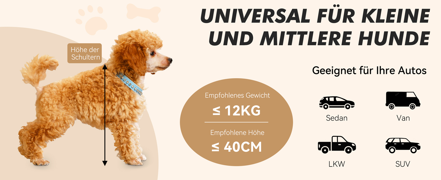 Автокрісло для собак: стабільне, водонепроникне, з підсиленими стінами та ременями безпеки, підходить для собак середніх та малих порід, бежеве
