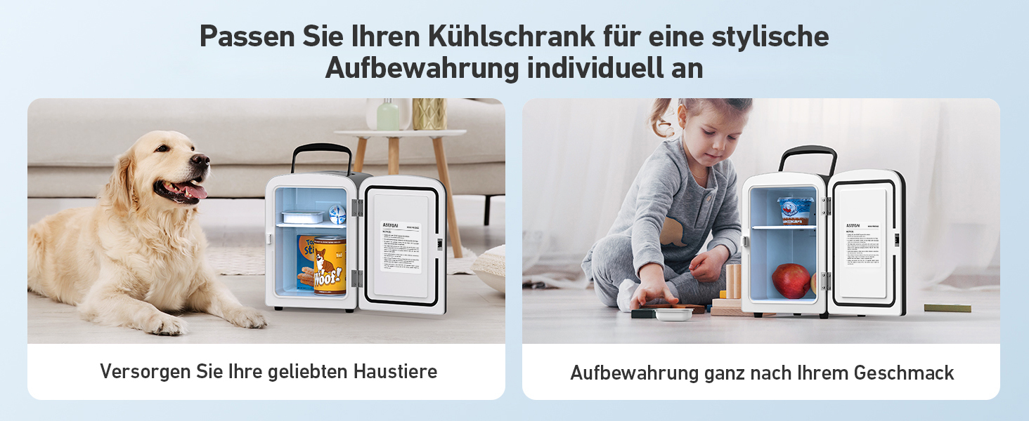 Міні-холодильник AstroAI, 4 літри, 6 банок, для авто, офісу, кімнати, косметики, 220V/12V, чорний
