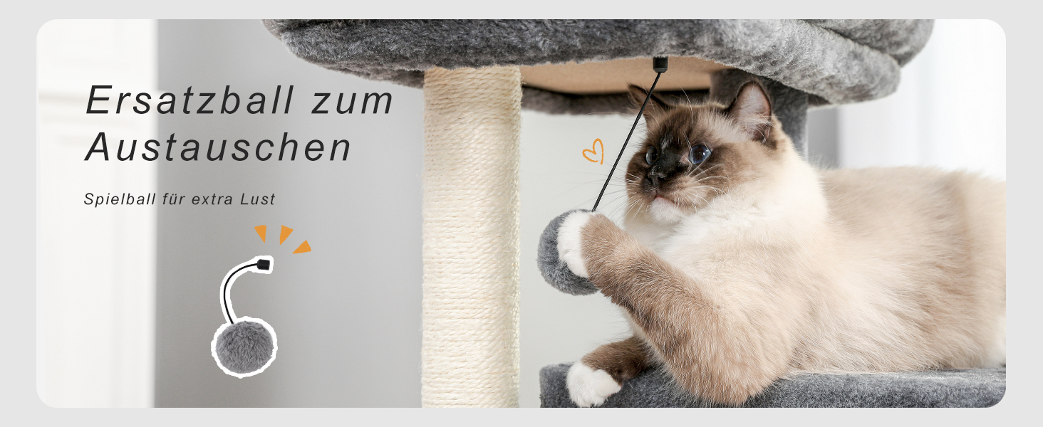 Котячий будиночок з когтеточкою PETEPELA з сизалевим мотузком, плюшевою лежаком та ігровим будинком для котів, сірий, 90 см