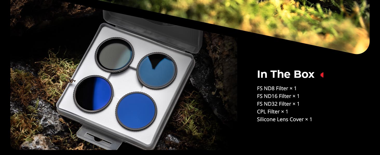Набір фільтрів ND для DJI Osmo Action 4/5 Pro: CPL, ND8, ND16, ND32 + силіконовий ковпачок для об'єктива