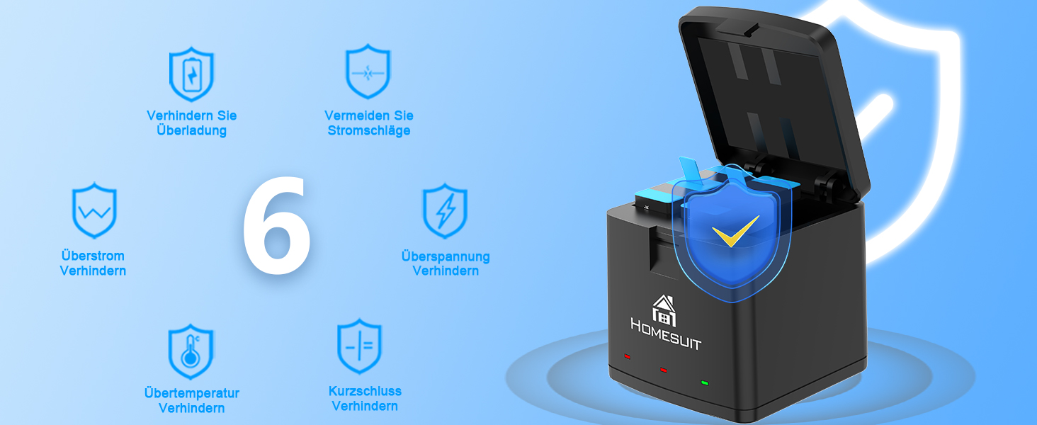 Набір акумуляторів Homesuit Hero 12/11/10/9 + LED зарядний пристрій USB-C (2 шт. акумулятори) для GoPro Hero 12/11/10/9 Black