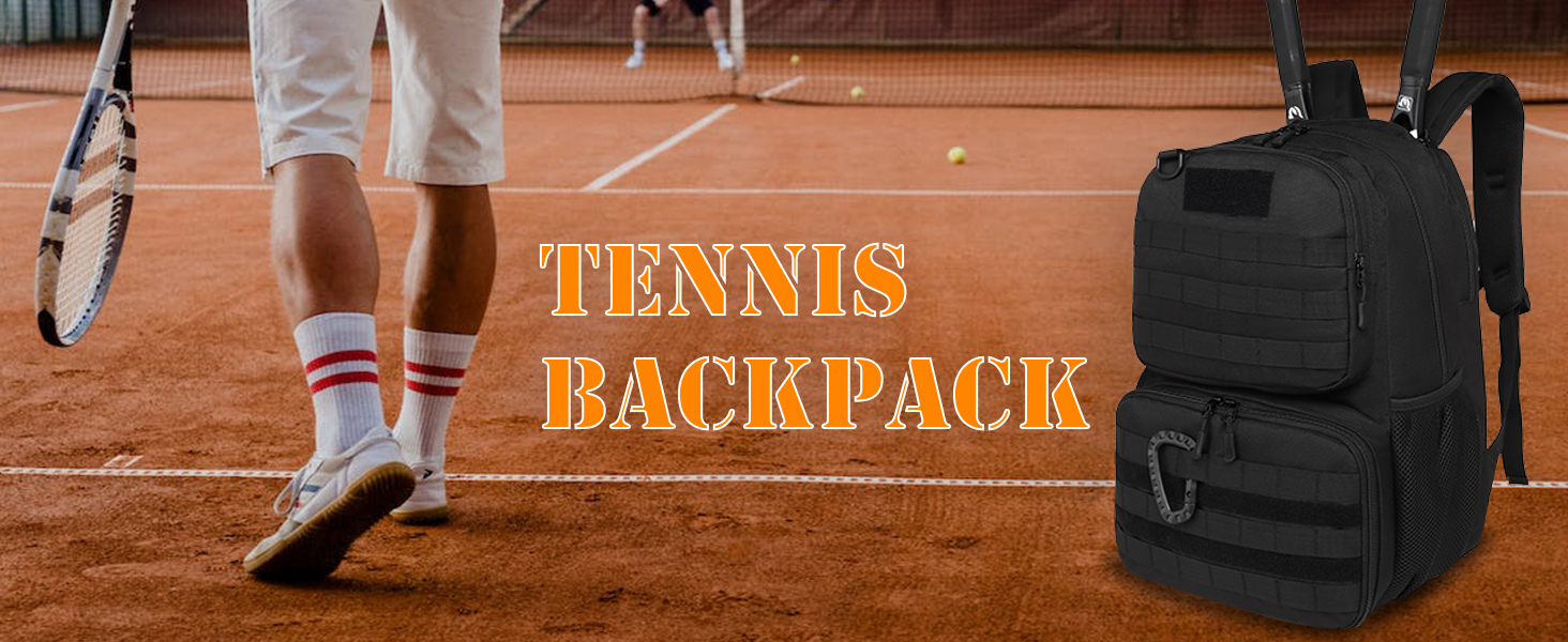 BlesMaller Tactical Tennis Backpack with Shoe Compartment & Racket Protection - Unisex Tennis Bag (Brown)
