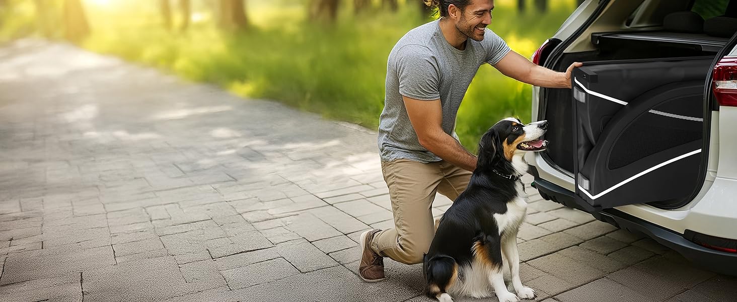 Фартоваж для собак на велосипед – складаний, до 40 кг, з відбивачами, водовідштовхувальний, сумісний з електровелосипедами, чорний