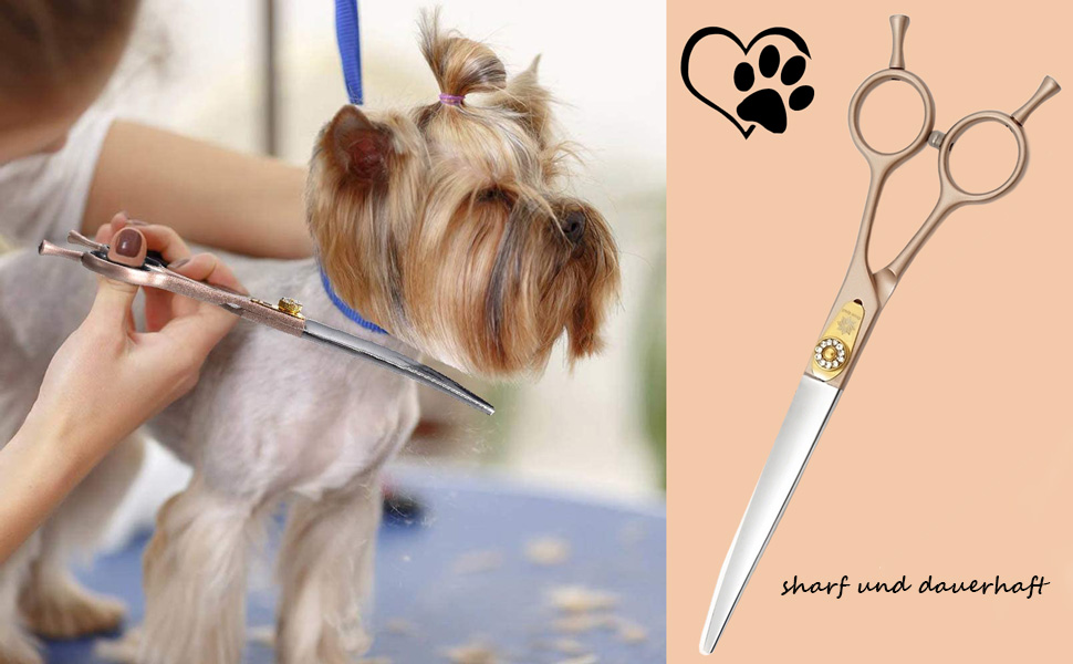 Професійна вигнута ножиця для грумінгу собак 7 дюймів Dream Reach - ножиці для догляду за шерстю собак та котів з японської сталі 440C