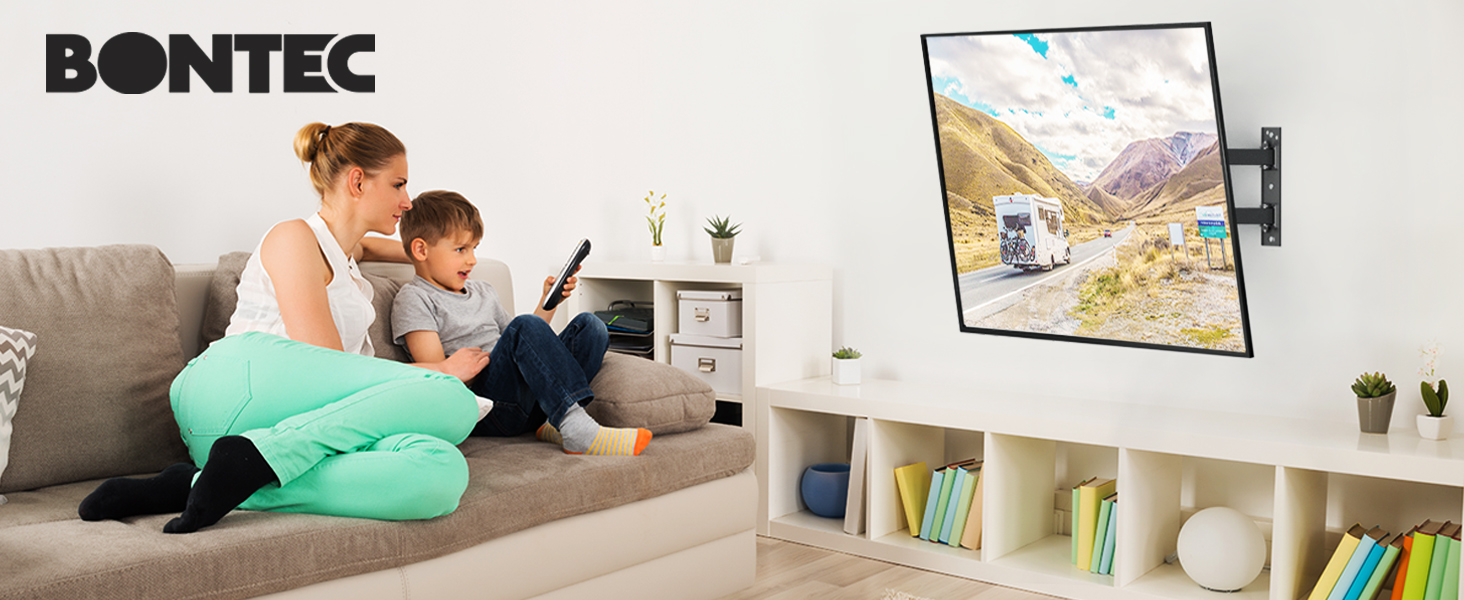 Кріплення для телевізора BONTEC: поворотне та нахилене, для LCD, LED, OLED, Plasma, Flat & Curved телевізорів/моніторів (26-60 дюймів), до 45 кг, VESA 400x400 мм