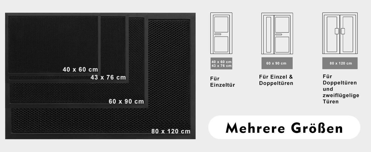 Килимок привідний вуличний 40x60 см, протиковзний силіконовий килим для бруду та пилу, вологостійкий та придатний для прання, чорний