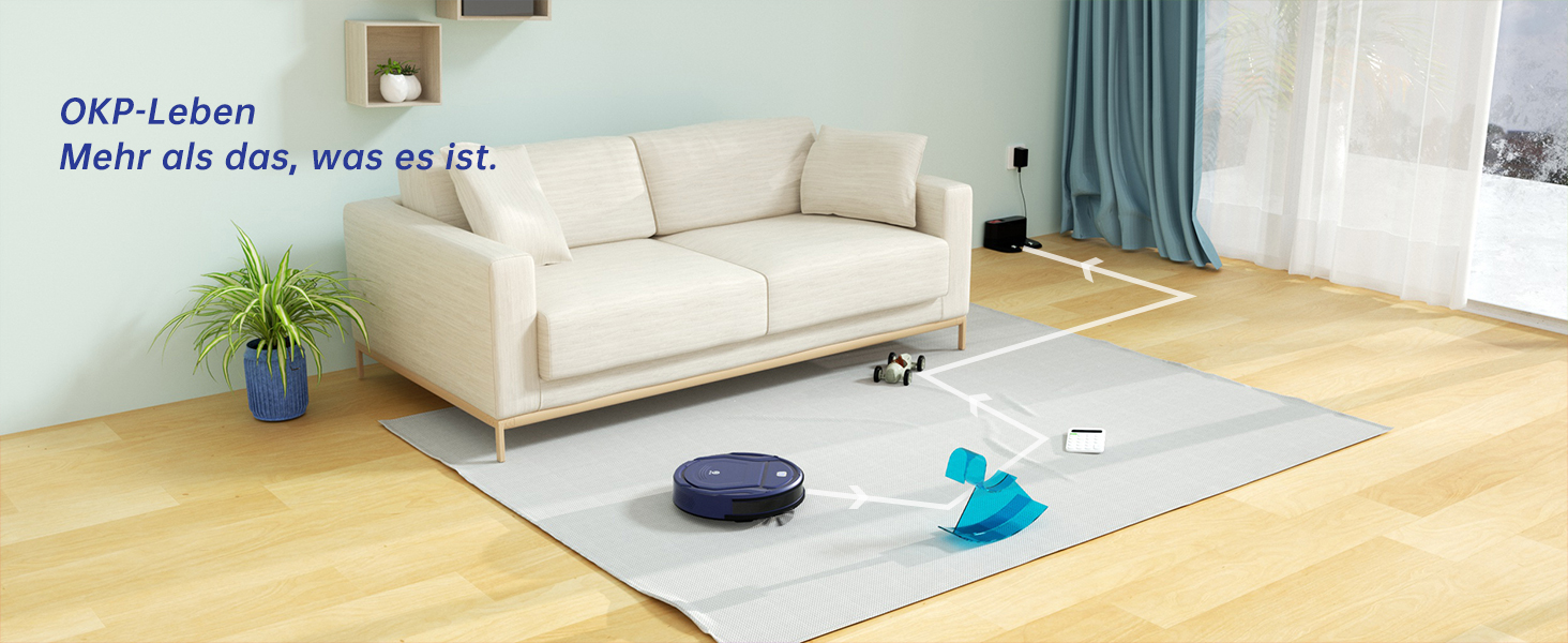 Робот-пилосос OKP з Wi-Fi, 2100Pa, суперантивний, керування через додаток/Alexa, 100 хв роботи, самозарядка, тихий, для шерсті тварин, підлоги, килима, Fiery Blade