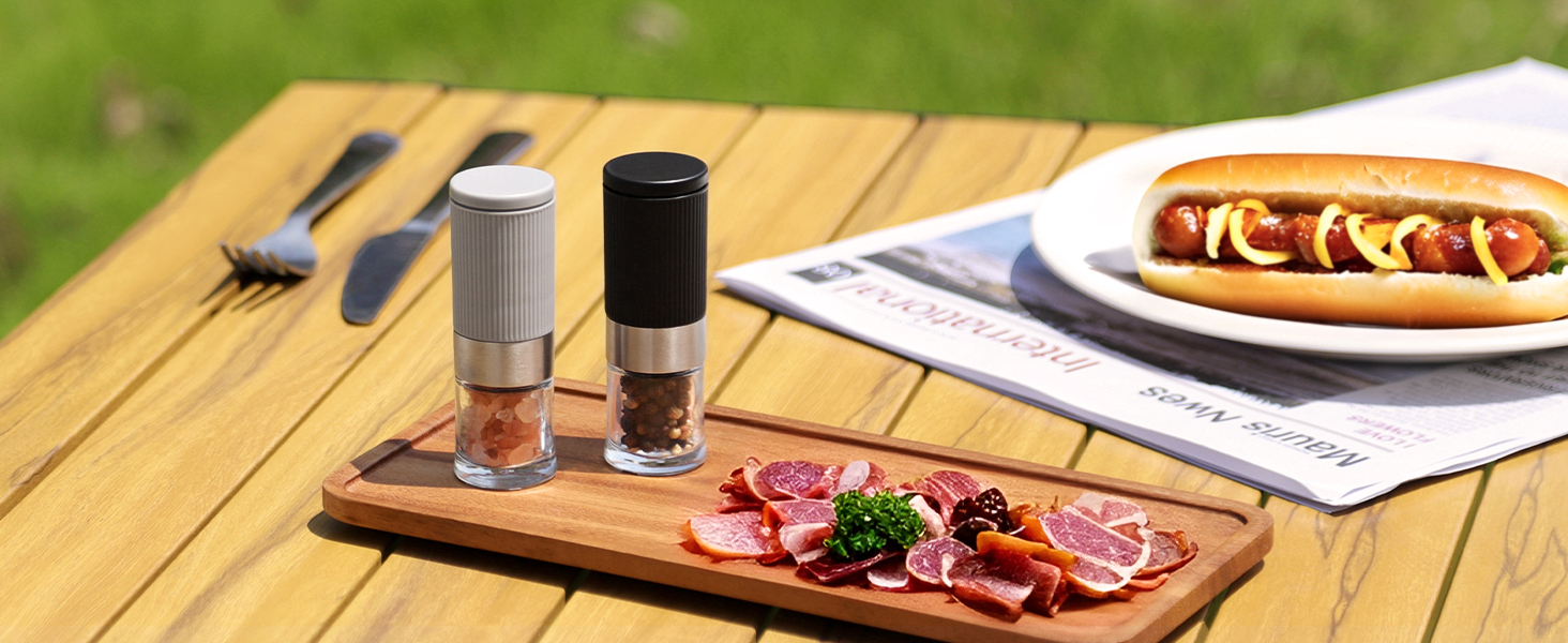 Набір мельниць для солі та перцю Vevok Chef Mini 2 шт. з регульованим керамічним жорном, прозорі. Підходять для кухні, кемпінгу, як подарунок.