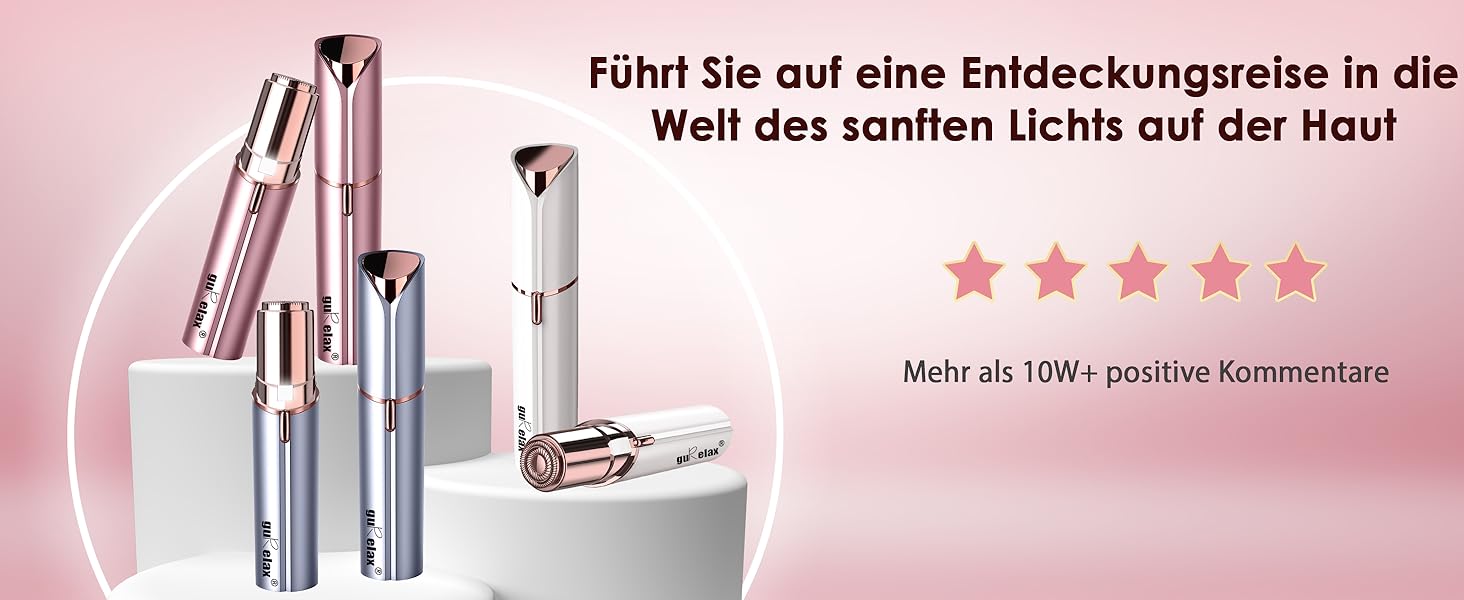 Епілятор для обличчя Rosenblüte для жінок, безболісний, акумуляторний, з 2 змінними головками